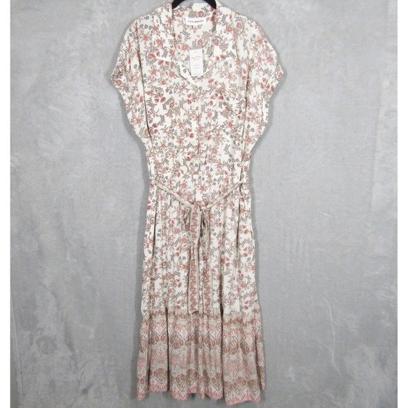 Lucky Brand Dresses & Skirts - Lucky Brand Women's 1X Floral Print Maxi Dress Short Sleeve Belted NWT